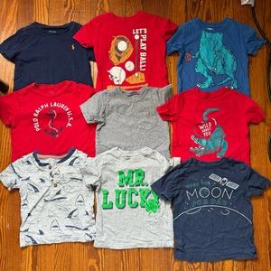 Lot of 9 Spring and Summer Tees for toddler boy 24 months T-shirts
